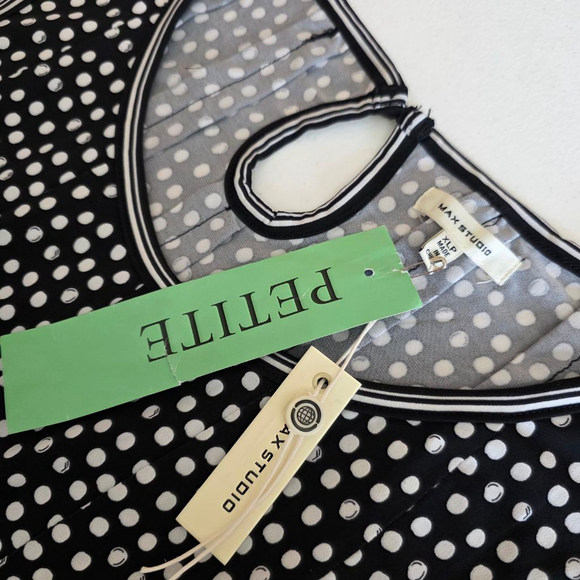 Max Studio Black White Polka Dot Petite XLP Sleeveless Dress - Picture 6 of 11